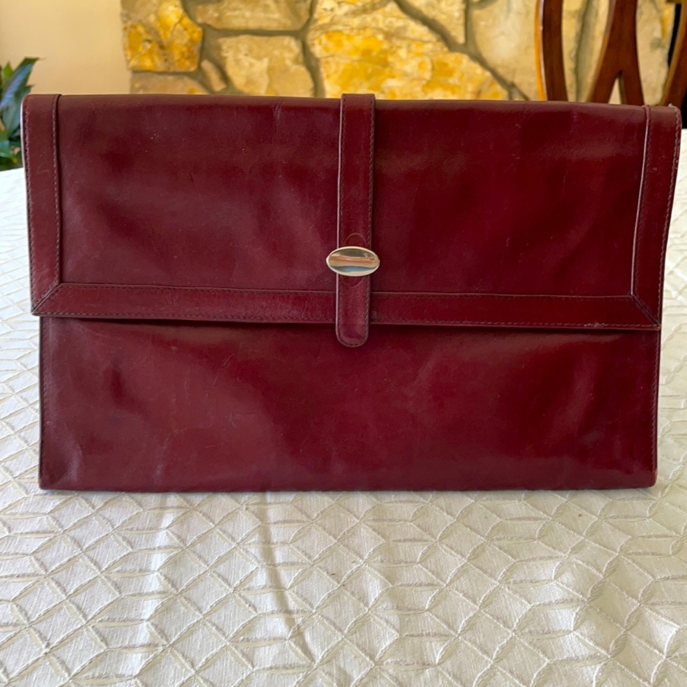 🔥Made in Italy Leather clutch, burgundy